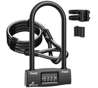 Sportneer Bike Lock Set, Heavy Duty D Lock 4-Digit Resettable Combination with 5 Ft Security Steel Cable Mounting Bracket for Road Bike, Electric Bike, Mountain Bike, Folding Bike, Door