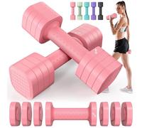 Sportneer Dumbbells Set Women, Adjustable Dumbbells Pair 2-5lbs (0.9-2.3kg), 4-in-1 Weights Dumbbells Set, Compact Weights for Women Home Gym Fitness Training (Pink)