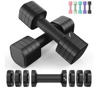 Sportneer Dumbbells Set Women, Adjustable Dumbbells Pair 2-5lbs (0.9-2.3kg), 4-in-1 Weights Dumbbells Set, Compact Weights for Women Home Gym Fitness Training (Black)