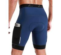 Sportneer Padded Cycling Shorts Mens - Mens Bicycle Cycling Padding Shorts with Pockets for Mountain Road Biking Blue