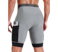 Sportneer Padded Cycling Shorts Mens - Mens Bicycle Cycling Padding Shorts with Pockets for Mountain Road Biking Grey