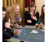 SPORTNOW 10 Player Folding Poker Table with Cup Holders, Steel Base, Brown - Brown, Blue - Steel, PU - 178L x 89W x 70Hcm