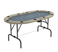 SPORTNOW 10 Player Folding Poker Table with Cup Holders, Steel Base, Brown