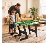 SPORTNOW 104cm Folding Mini Pool Table Set with Cues, Balls, Chalk, Triangle, Brush in Green SPORTNOW Green