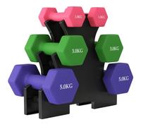 SPORTNOW 12/18 KG Hex Dumbbells Set with Dumbbell Rack | Non Slip Hand Weights, for Home Gym, Strength Training, Weight Lifting