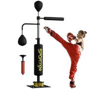 SPORTNOW 140-205cm Inflatable Boxing Bag with Reaction Bar Challenge, Freestanding Punching Bag Training Equipment, with Suction Cups, Speed Punching Bag, MMA Equipment, Black