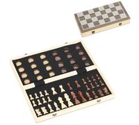 SPORTNOW 15 Inch Wooden Chess Set with Draughts Board Game, 2 in 1 Foldable Chess and Draughts Set with Pine Wood Pieces, Storage Grooves for Travel for Adults and Kids, Brown