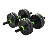 SPORTNOW 15 kg 3-in-1 Adjustable Dumbbell & Barbell Set with EZ Bar, Connecting Rod and Non-Slip Grip for Home Gym, Green