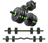 SPORTNOW 15 kg 3-in-1 Adjustable Dumbbell & Barbell Weights Set Green | Free Weights Set with EZ Bar, Connecting Rod, Non-Slip Grip for Home Gym Strength Training