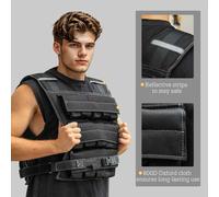 SPORTNOW 15KG Adjustable Weighted Vest, Weight Vest with 15 Metal Weights, Adjustable Straps and Reflective Strips, for Men and Women Running Cardio Exercise Strength Training Black