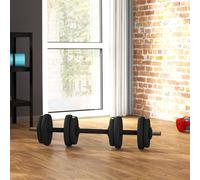 Sportnow 15Kgs 2-In-1Adjustable Barbell & Dumbbells Set, Black And Green Black