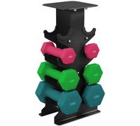 SPORTNOW 18-20kg Hex Dumbbells Set with Dumbbell Rack Non Slip | Hand Weights, Home Gym, Strength Training, 2 x 1kg, 2 x 2kg, 2 x 3kg, 2 x 4kg