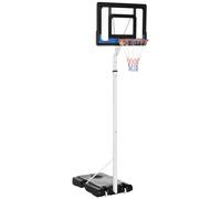 SPORTNOW Height Adjustable Basketball Hoop and Stand w/Plastic Backboard and Weighted Base, Portable on Wheels, 2.6-3.1m, White