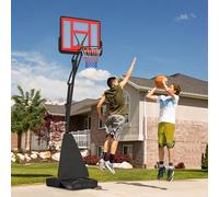 SPORTNOW 2.45-3.05m Basketball Hoop Outdoor with Rebound System & Wheels in Red | Size: 10ft SPORTNOW Red 10ft