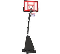 SPORTNOW Basketball Hoop Outdoor, Height Adjustable Basketball Hoop and Stand with Rebound System, Weighted Base, Portable on Wheels, 2.45-3.05m, for Teens, Juniors, Adults, Red