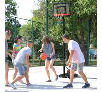 SPORTNOW Height Adjustable Basketball Hoop and Stand w/Plastic Backboard and Weighted Base, Portable on Wheels, 2.6-3.1m, Black