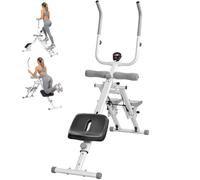 SPORTNOW 2-in-1 Ab Machine and Stair Stepper Foldable LCD Monitor White