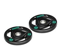 SPORTNOW 2 x 10kg Olympic Weight Plates, Tri-Grip Rubber Coated Barbell Weights Set w/ 2" 5cm Holes, for Home, Gym, Lifting and Strength Training Black