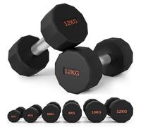 SPORTNOW 2 x 2-12kg Dumbbells Set Hand Weights Pair with 12 Sided Shape | Non-Slip Grip, for Men Women, Home Gym Workout