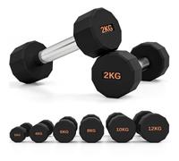 SPORTNOW 2 x 2-12kg Dumbbells Set Hand Weights Pair with 12 Sided Shape | Non-Slip Grip, for Men Women, Home Gym Workout