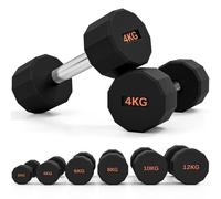 Sportnow Dumbbells Weights Set With 12-Sided Shape And Non-Slip Grip, 2 X 4Kg In Black Black