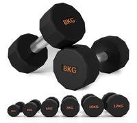 SPORTNOW 2 x 2-12kg Dumbbells Set Hand Weights Pair with 12 Sided Shape | Non-Slip Grip, for Men Women, Home Gym Workout