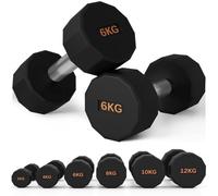 SPORTNOW 2 x 2-12kg Dumbbells Set Hand Weights Pair with 12 Sided Shape | Non-Slip Grip, for Men Women, Home Gym Workout