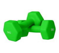 SPORTNOW 2 x 5kg Hexagonal Dumbbells Weights Set with Non-Slip Grip for Home Gym Workout, Green Aosom UK