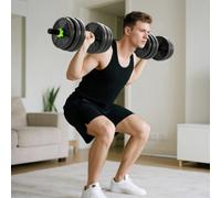 SPORTNOW 3-in-1 Adjustable Dumbbell & Barbell Weights Set Green | Free Weights Set with EZ Bar, Connecting Rod, Non-Slip Grip for Home Gym Strength Training