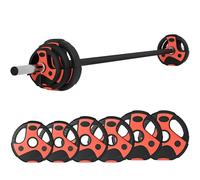 SPORTNOW 20kg Barbell Weights Set, Solid One-Piece Barbell Bar, Adjustable Weight Set, No-Joint Design Weight Lifting Strength Training Equipment for Home Gym Exercise, Max Load 50kg