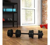 Sportnow 20Kgs 2-In-1Adjustable Barbell & Dumbbells Set, Black And Green