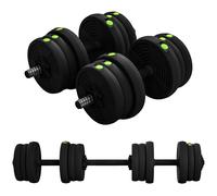 SPORTNOW 20KGS 2-in-1Adjustable Barbell & Dumbbells Set, Black & Green | Size: 20kg SPORTNOW Black 20kg