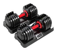 SPORTNOW 24kg Adjustable Dumbbell Set of 2, 10-in-1 Dumbbell Weights | with Quick-Dial System, Safety Lock, Non-Slip Grip, Storage Tray, Space-Saving Free Weights for Home Gym Strength Training