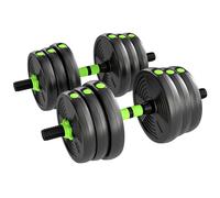 SPORTNOW 25 kg 3-in-1 Adjustable Dumbbell & Barbell Set with EZ Bar, Connecting Rod and Non-Slip Grip for Home Gym, Green