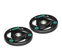 SPORTNOW 2x10kg Olympic Weight Plates, Tri-Grip Rubber-Coated Barbell Weights, with 2"Holes, for Home, Gym, Lifting, Strength Training