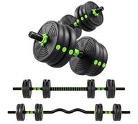 SPORTNOW 3-in-1 Adjustable Dumbbell & Barbell Weights Set Green | Free Weights Set with EZ Bar, Connecting Rod, Non-Slip Grip for Home Gym Strength Training