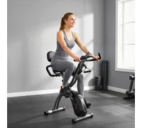 SPORTNOW 3-In-1 Folding Exercise Bike with Resistance Bands, Indoor Stationary Bike with Bluetooth App, Quiet 8-Level Magnetic Resistance, LCD Display, Pulse Sensor, Adjustable Seat, Wheels, Black