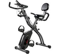 SPORTNOW 3-In-1 Folding Exercise Bike with Resistance Bands, Bluetooth App, 8-Level Magnetic Resistance, LCD Display, Black