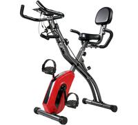 SPORTNOW 3-In-1 Folding Exercise Bike with Resistance Bands, Bluetooth App, 8-Level Magnetic Resistance, LCD Display, Red