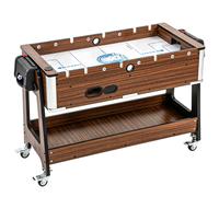 SPORTNOW 3 in 1 Multi Game Table, 3.4ft Reversible Air Hockey Pool Football Games Table with Lockable Wheels, Storage Shelf