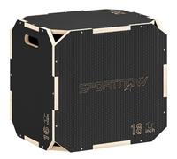 SPORTNOW 3 in 1 Wooden Plyo Box Corner Free Non Slip | Plyometric Jump Box, Step Up Platform, Handle Openings, for Home Gym Exercise, Outdoor Workout
