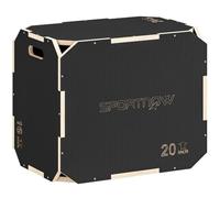 SPORTNOW 3 in 1 Wooden Plyo Box Corner Free Non Slip | Plyometric Jump Box, Step Up Platform, Handle Openings, for Home Gym Exercise, Outdoor Workout