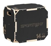 SPORTNOW 3 in 1 Wooden Plyo Box Corner Free Non Slip | Plyometric Jump Box, Step Up Platform, Handle Openings, for Home Gym Exercise, Outdoor Workout
