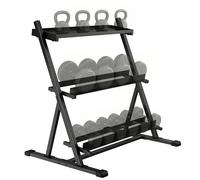 SPORTNOW Dumbbell Rack 3-Tier Weight Organiser for Home Gym 200 KG Capacity - 88L x 66W x 88H cm - 19.2 - Dumbbell Rack
