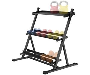 SPORTNOW 3-Tier Adjustable Dumbbell Rack, Heavy-Duty Weight Rack for Dumbbells, Kettlebells and Multiple Balls, Space-Saving Weight Storage Stand for Home Gym, 200 KG Capacity