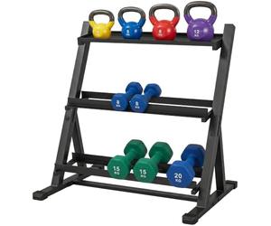 SPORTNOW 3-Tier Adjustable Dumbbell Rack, Heavy-Duty Weight Rack for Dumbbells, Kettlebells and Multiple Balls, Space-Saving Weight Storage Stand for Home Gym, 200 KG Capacity