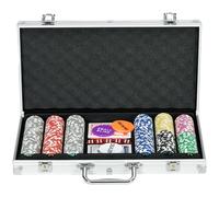 SPORTNOW 300-Piece Poker Chips Set with Aluminium Case, Poker Mat, 2 Decks of Cards | A70-086V00SR