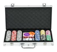 SPORTNOW 300-Piece Poker Chips Set with Aluminium Case, Poker Mat, 2 Decks of Cards | A70-086V00SR