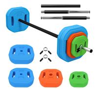 SPORTNOW 30 kg Adjustable Barbell Weights Set, Barbell Bar with Weight Plates, Non-slip Handle, Multicolour
