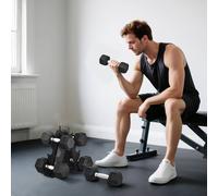 SPORTNOW 36KG Hex Dumbbell Set with Dumbbell Rack, Rubber Coated Weights, Black